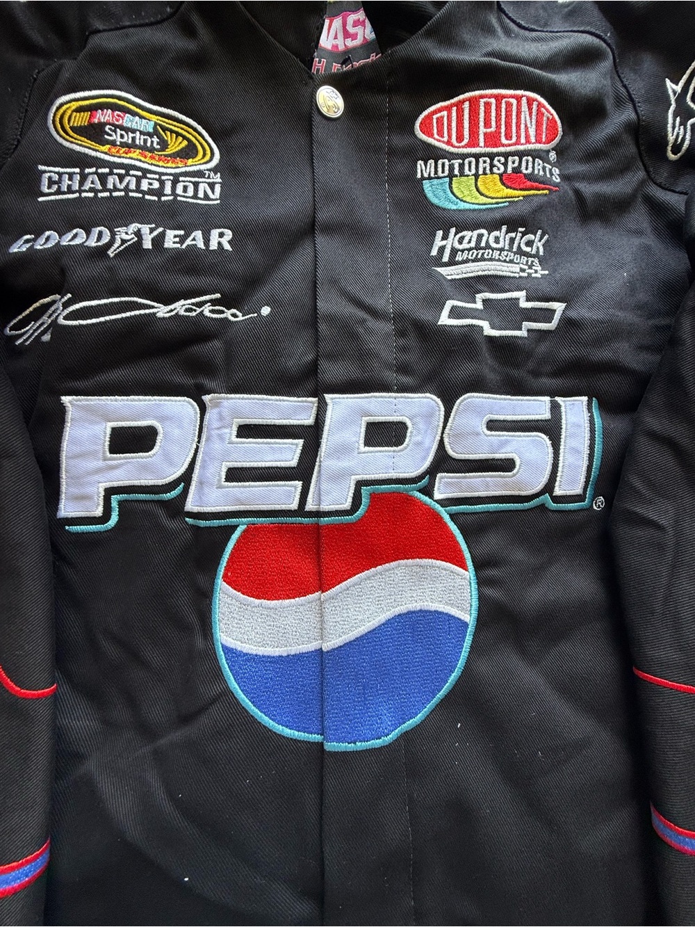 Vintage Reworked Pepsi Black Racing Jacket with Embroidered Logos - Picture 2 of 5